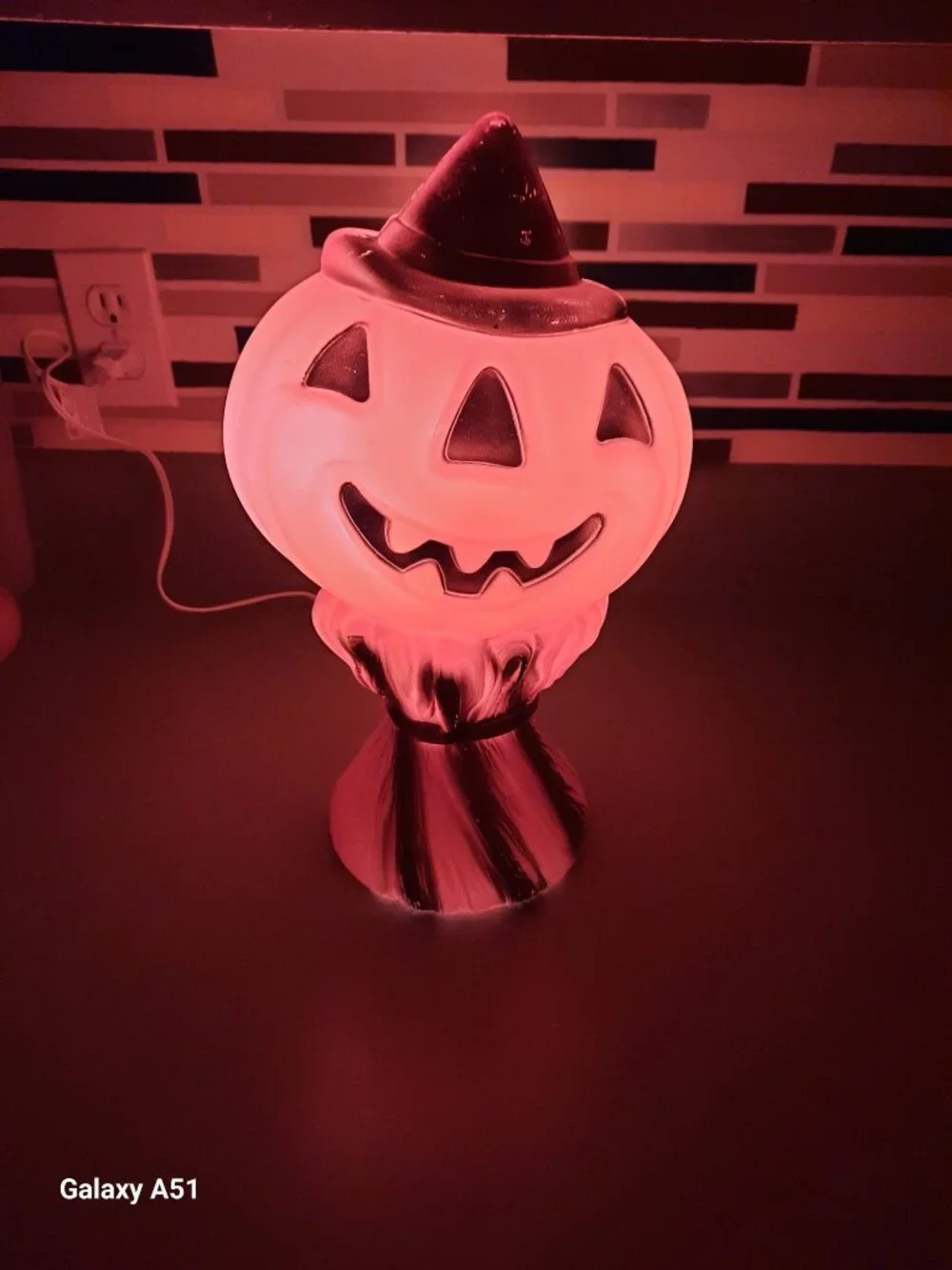 Vintage 1969 Empire Halloween Blow Mold Pumpkin Witch Hat Lighted 14